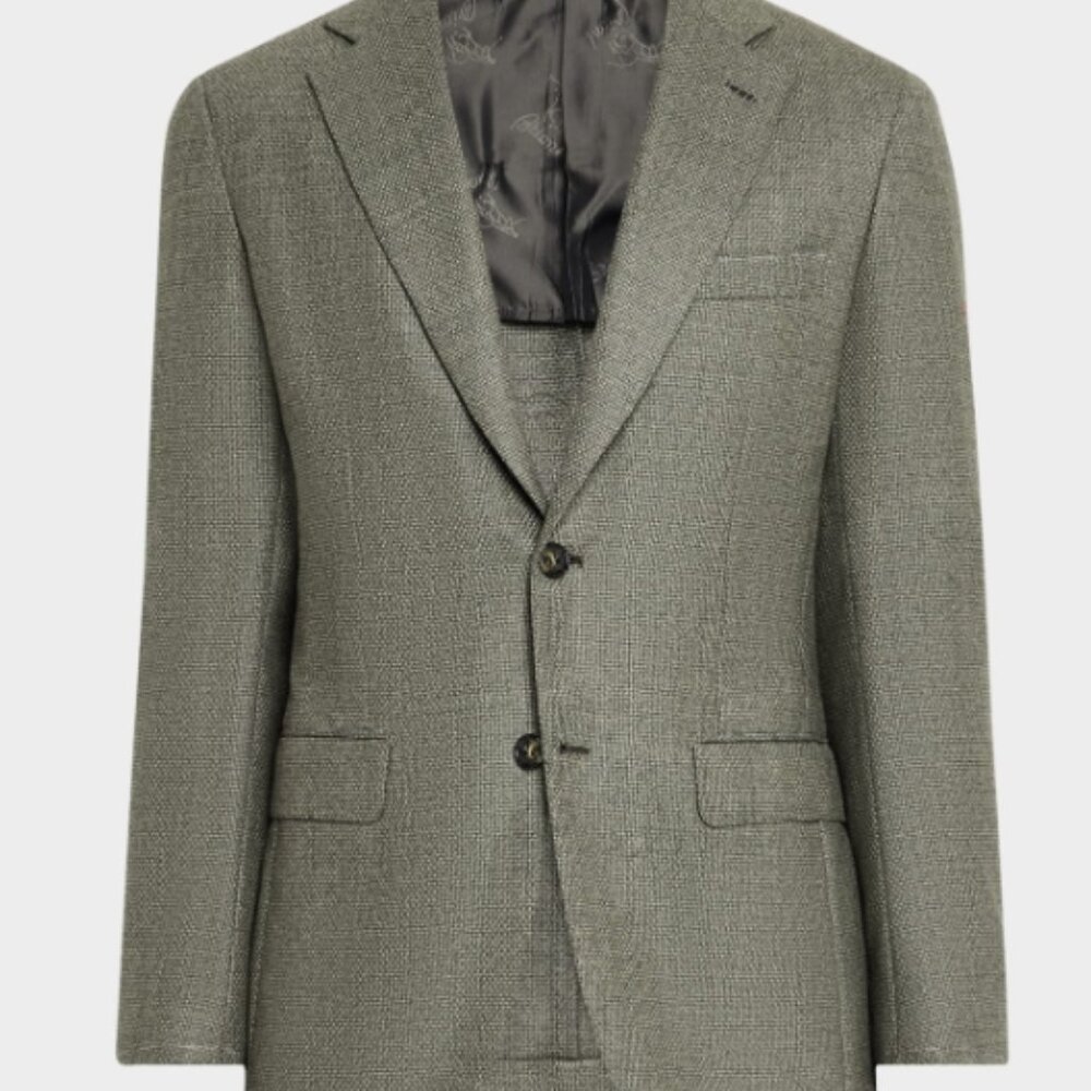 Brioni Men's Textured Wool-Cashmere Blazer Olive Green